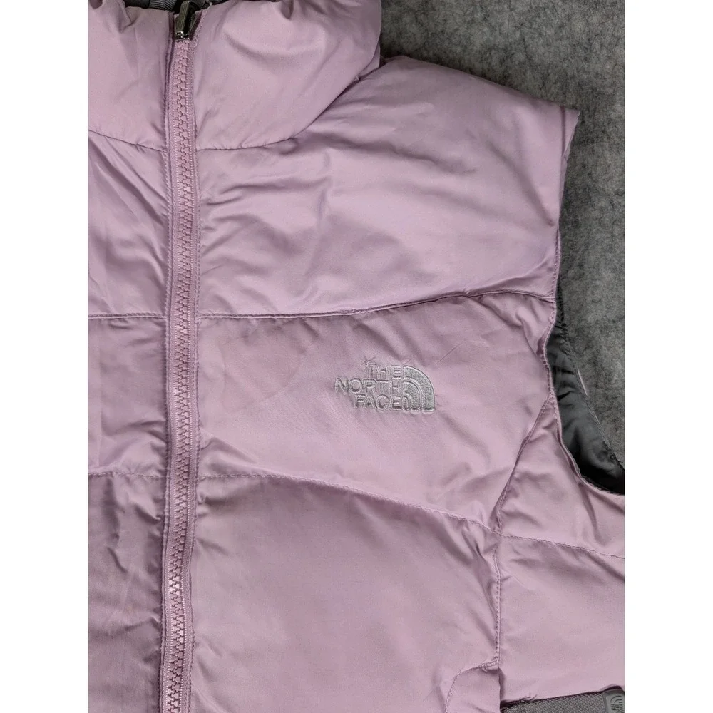 The North Face 550 Pink Puffer Vest Girls‎ M Lightweight Insulated Full Zip